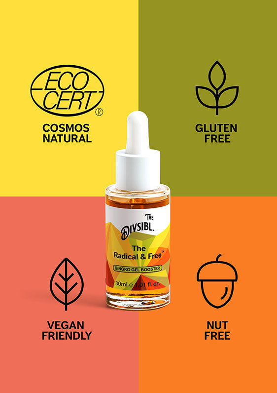 The Radical & Free - Ginkgo Gel Booster - with its certifications being Nut Free, Gluten Free and Vegan Friendly