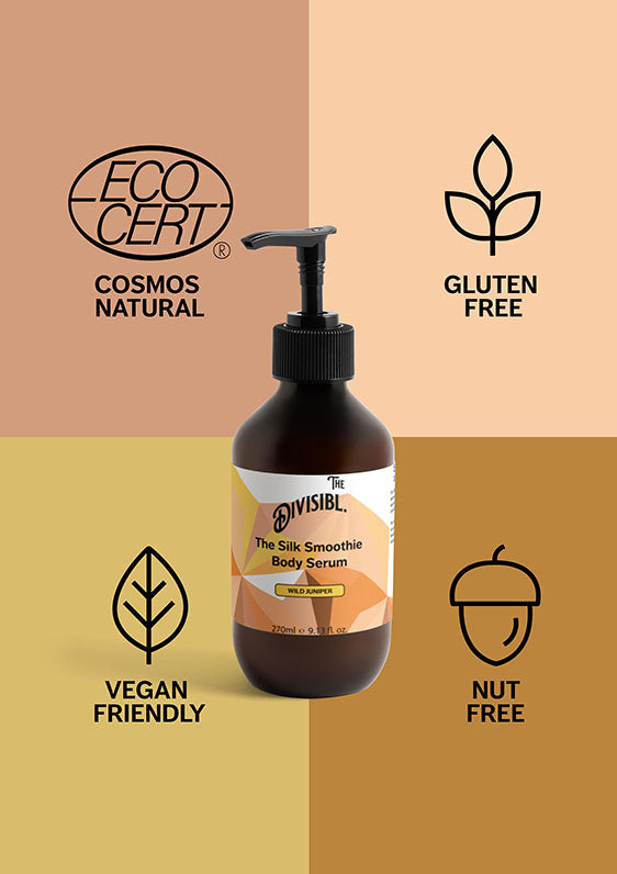 The Silk Smoothie Body Serum - Wild Juniper - With its certifications of Nut Free, Gluten Free and Vegan Friendly