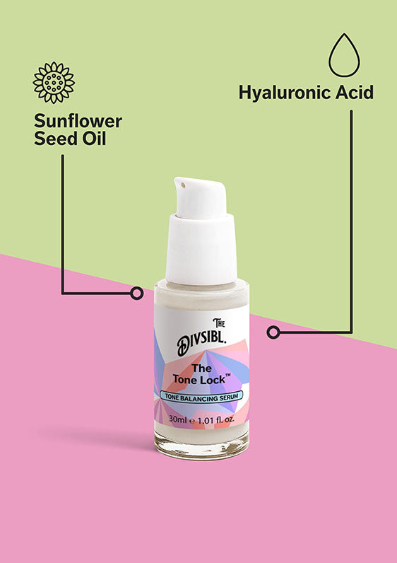 The Tone Lock - Tone Balancing Serum - List of key ingredients including Sunflower Seed Oil