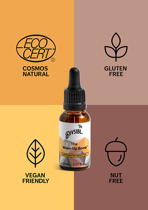 The Wake-Up Bomb - Caffeinated Booster - With its certifications of Nut Free, Gluten Free and Vegan Friendly